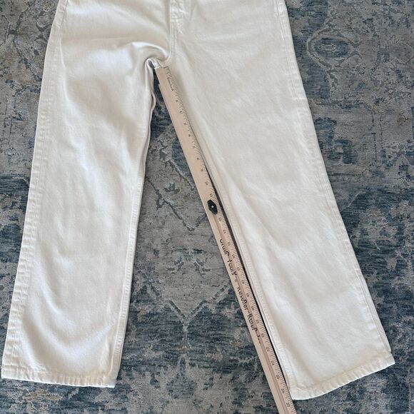 Re/Done Jeans Womens 29 Bootcut High Waist 70s Crop Boot Cream White Minimalist - Picture 9 of 13